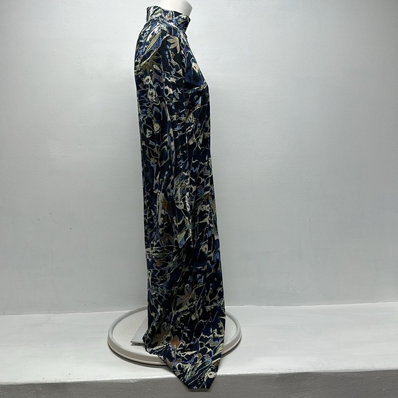 Ted Baker Dress Choliee Bodycon Midi High Neck Long Sleeve Floral Blue 3 Medium - Picture 4 of 11